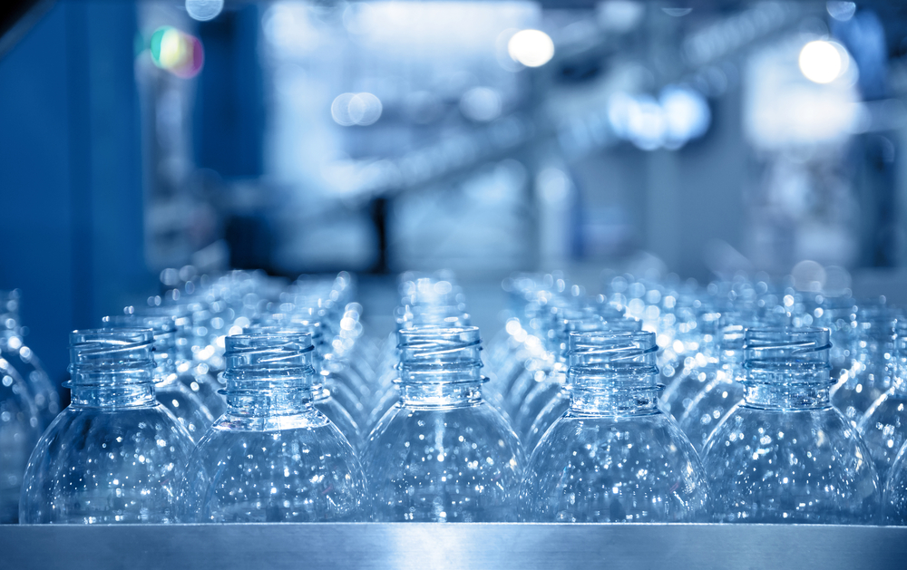 PET Water Bottles Blue Row