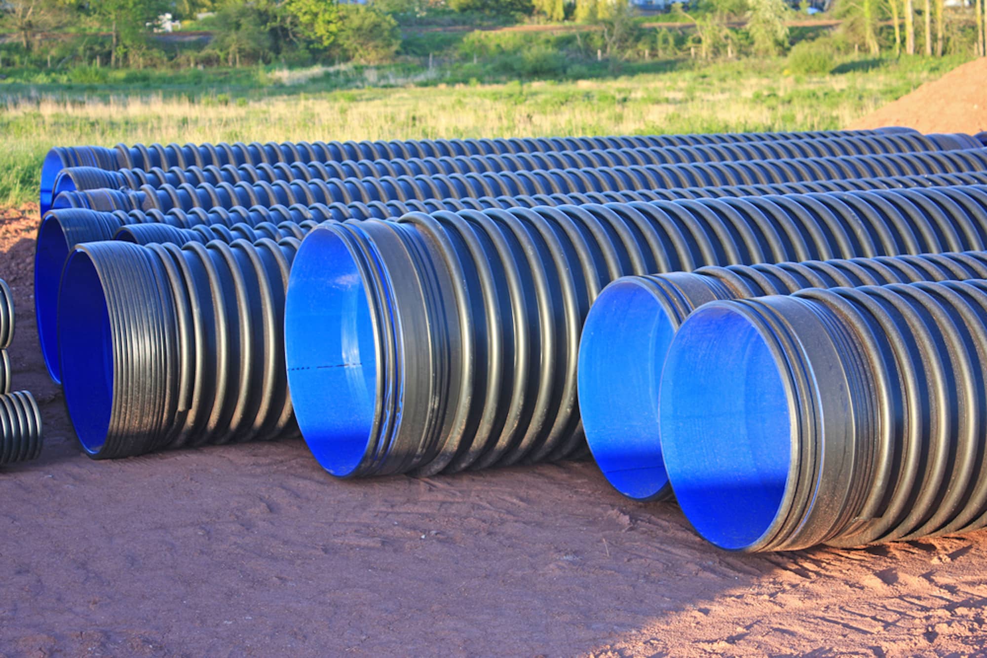 blue tubular impact-resistant plastics