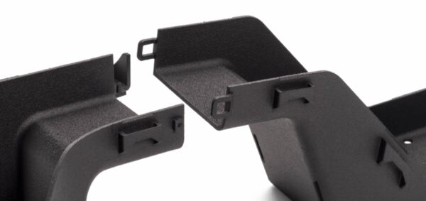 black plastic connectors on white background