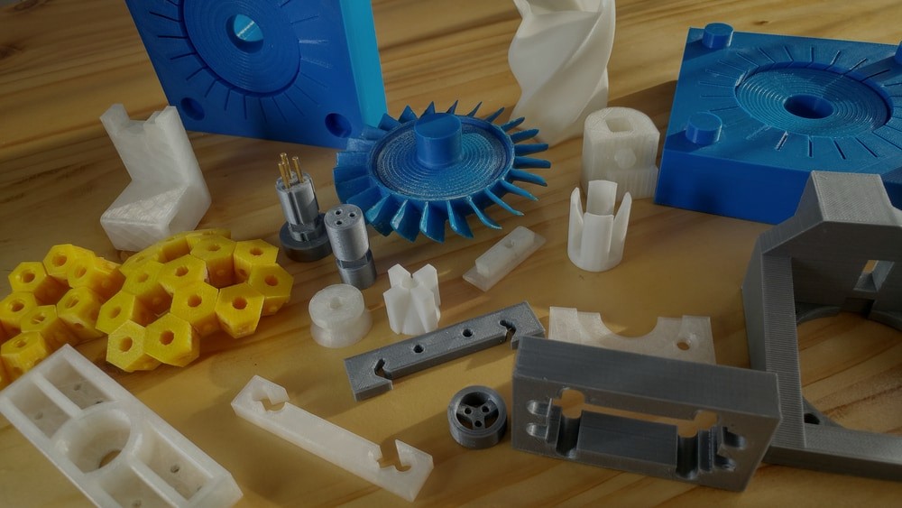 3D parts on a table