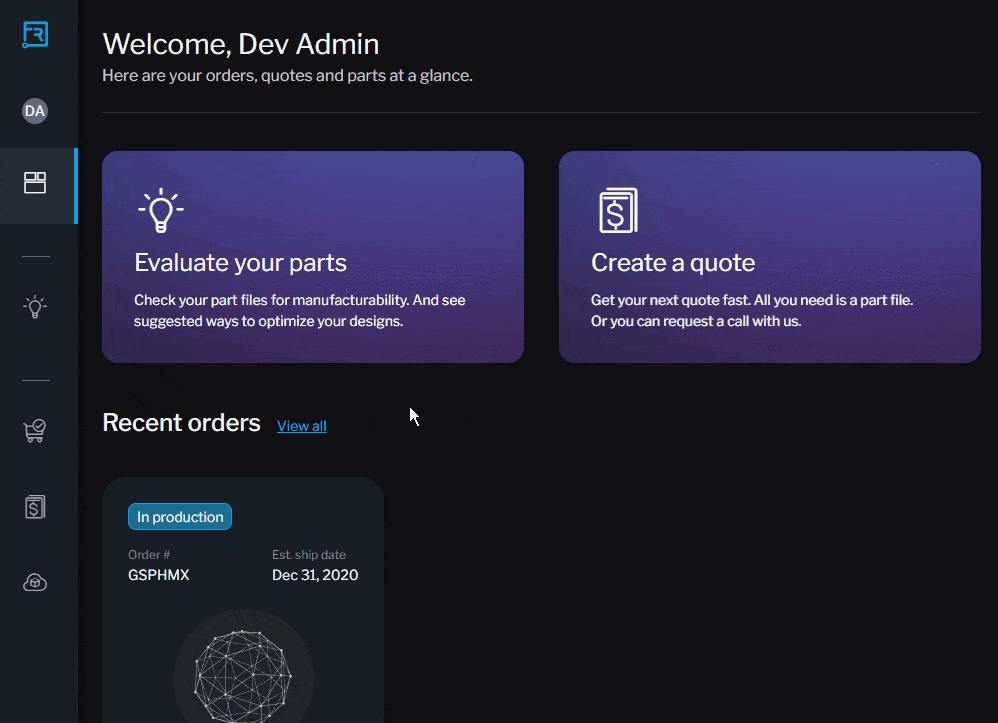 Find Studio in dashboard