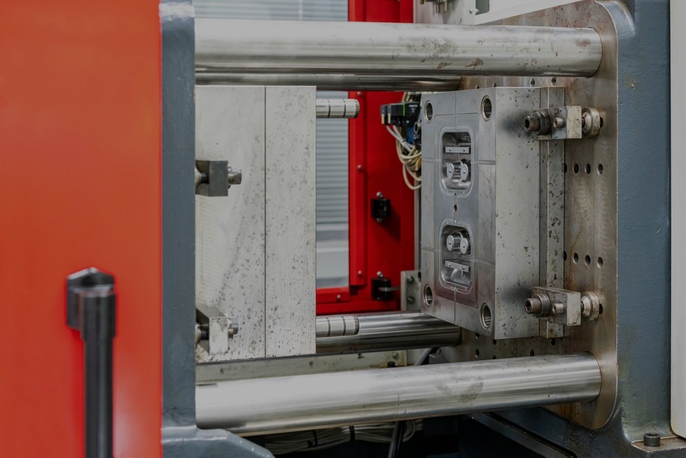 Close up of injection molding machine